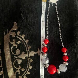 Elegant Red and Silver Beaded Necklace